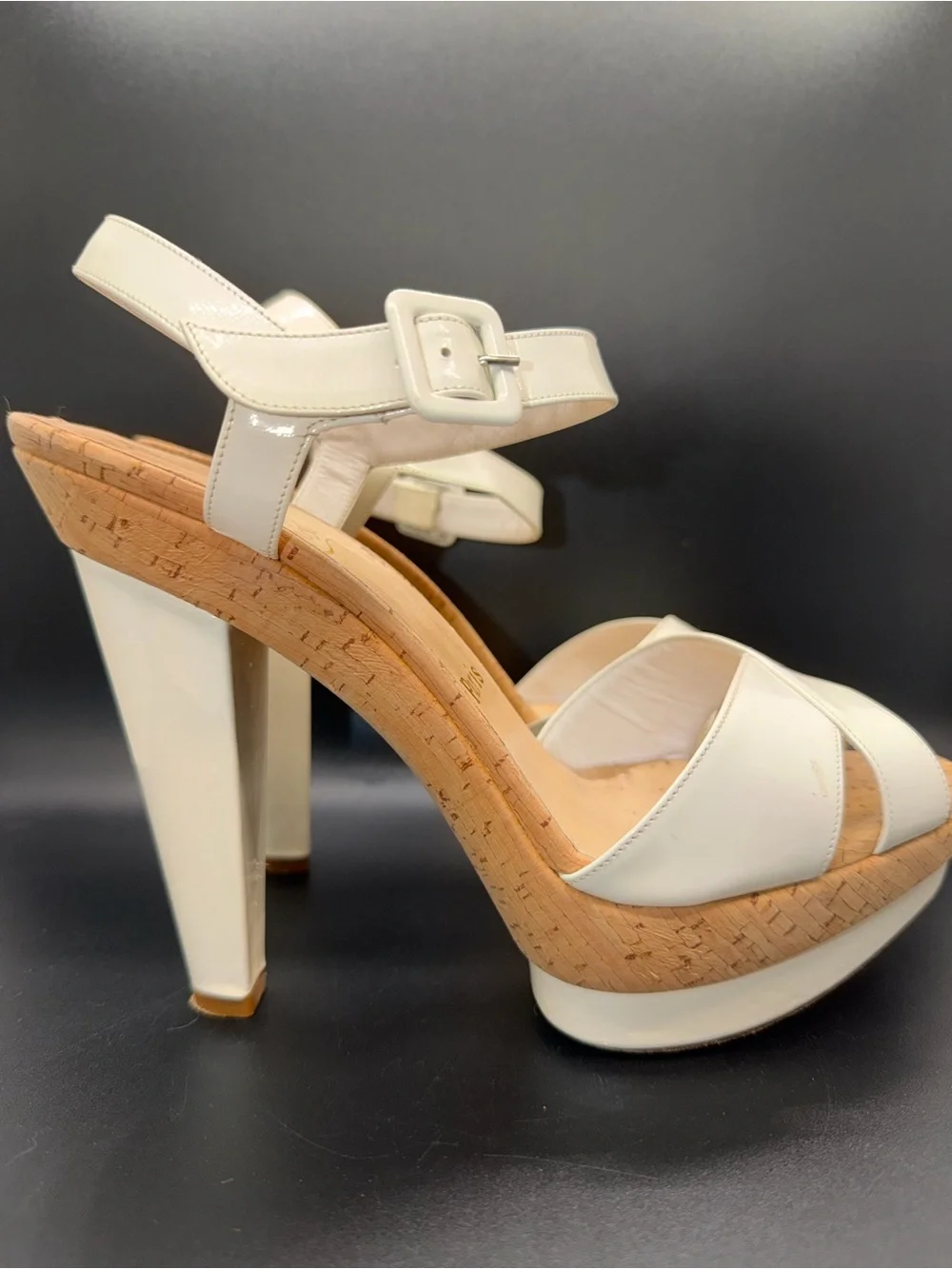 Christian Louboutin White Patent Leather Sandals With Buckles Euro 38 US 7.5